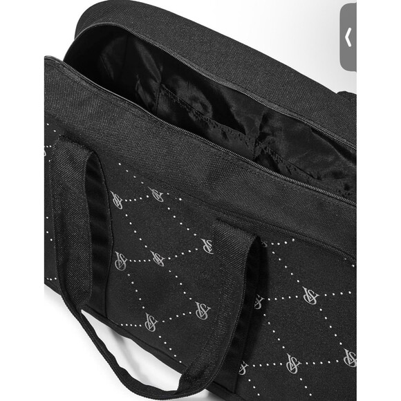 Victoria's Secret VS Logo Large Weekender Black Quilted Tote Zip Duffle Bag NEW - Picture 4 of 13